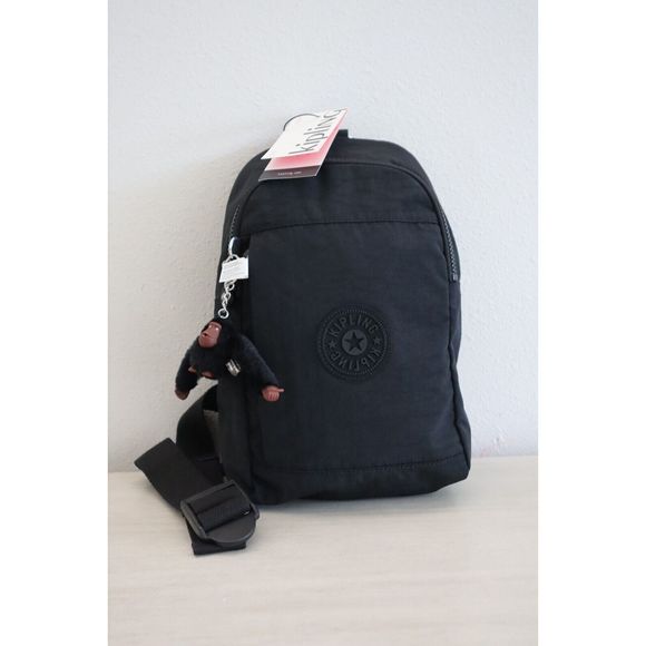 Kipling KI9453 Women's Black Tonal Klynn Nylon Sling Backpack Shoulder Bag - Picture 1 of 10